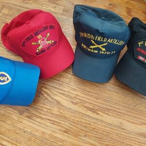 4 Military Themed Caps Vietnam Artillery VINTAGE Military HATS